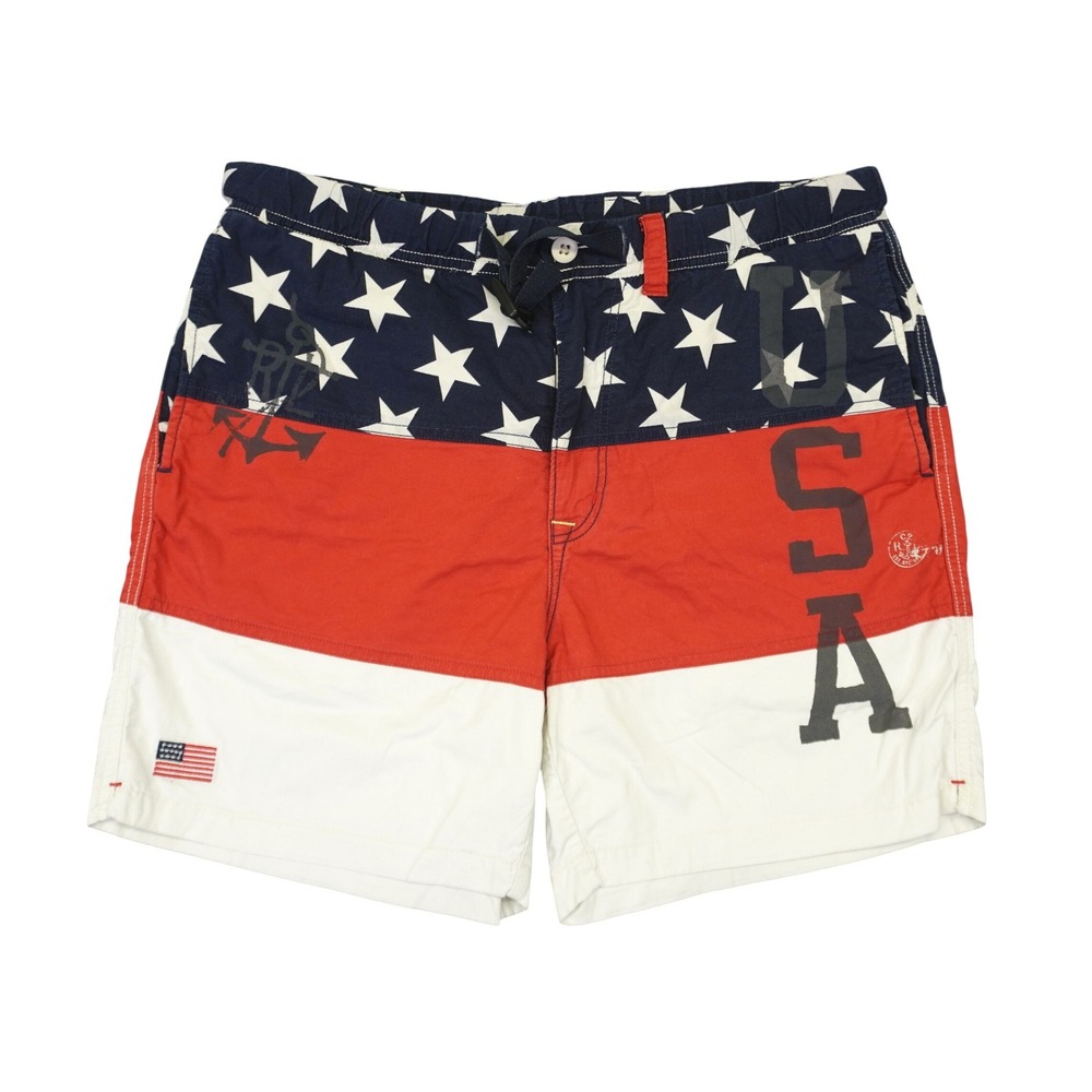 Polo Ralph Lauren Short Mens M 34 Yacht Club USA Flag Stars Stripes Nautical